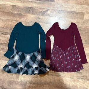 Stylish Kids Dresses Set - Teal and Burgundy